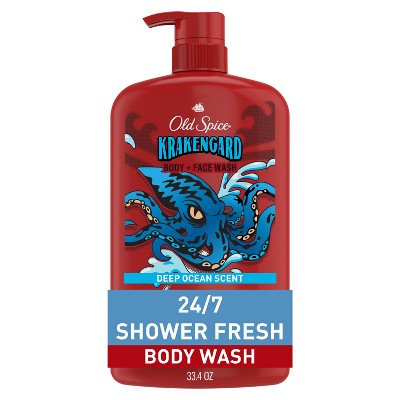 Old Spice Krakenguard Body+Face Wash Deep Ocean Scent 33.4 fl - New