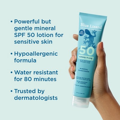 Blue Lizard Sensitive Mineral Sunscreen Lotion SPF 50+ 5 fl oz - Imperfect Container
