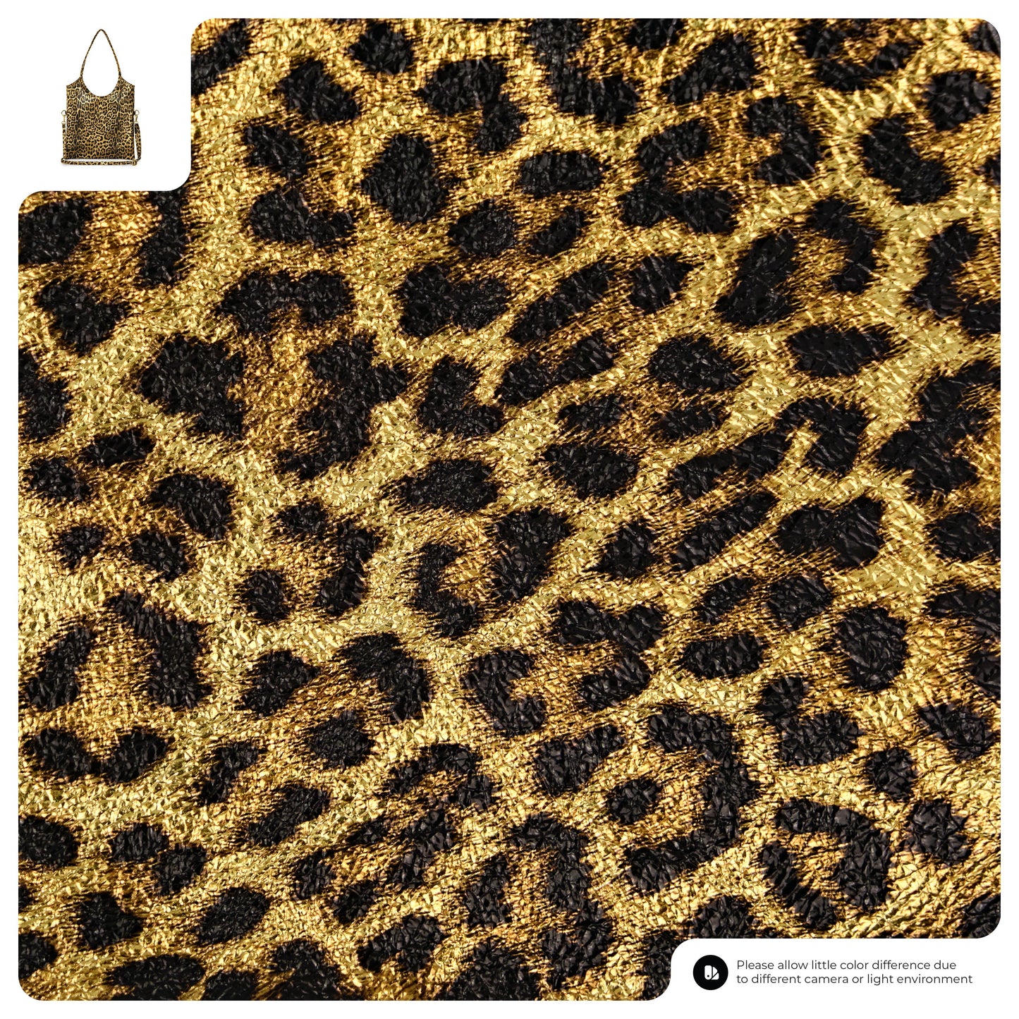 Italian Genuine Leopard-Print Metallic Suede Tote Bag 191722