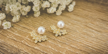 Beautiful Crystal and Pearl Jacket Earrings