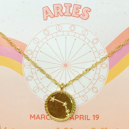 Astronomical Glam Zodiac Constellation Medallion Necklace