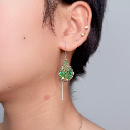 Ngọc Lục - Green Glitter Silver Threaders