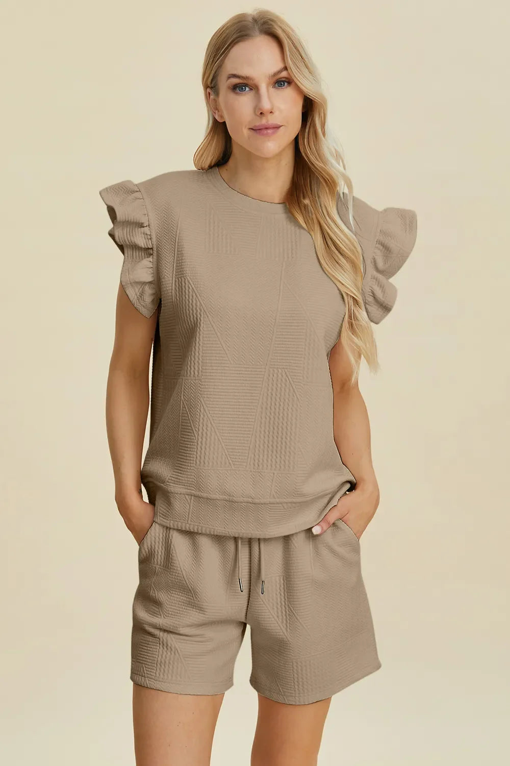 Ruffle Sleeve Top and Shorts Set