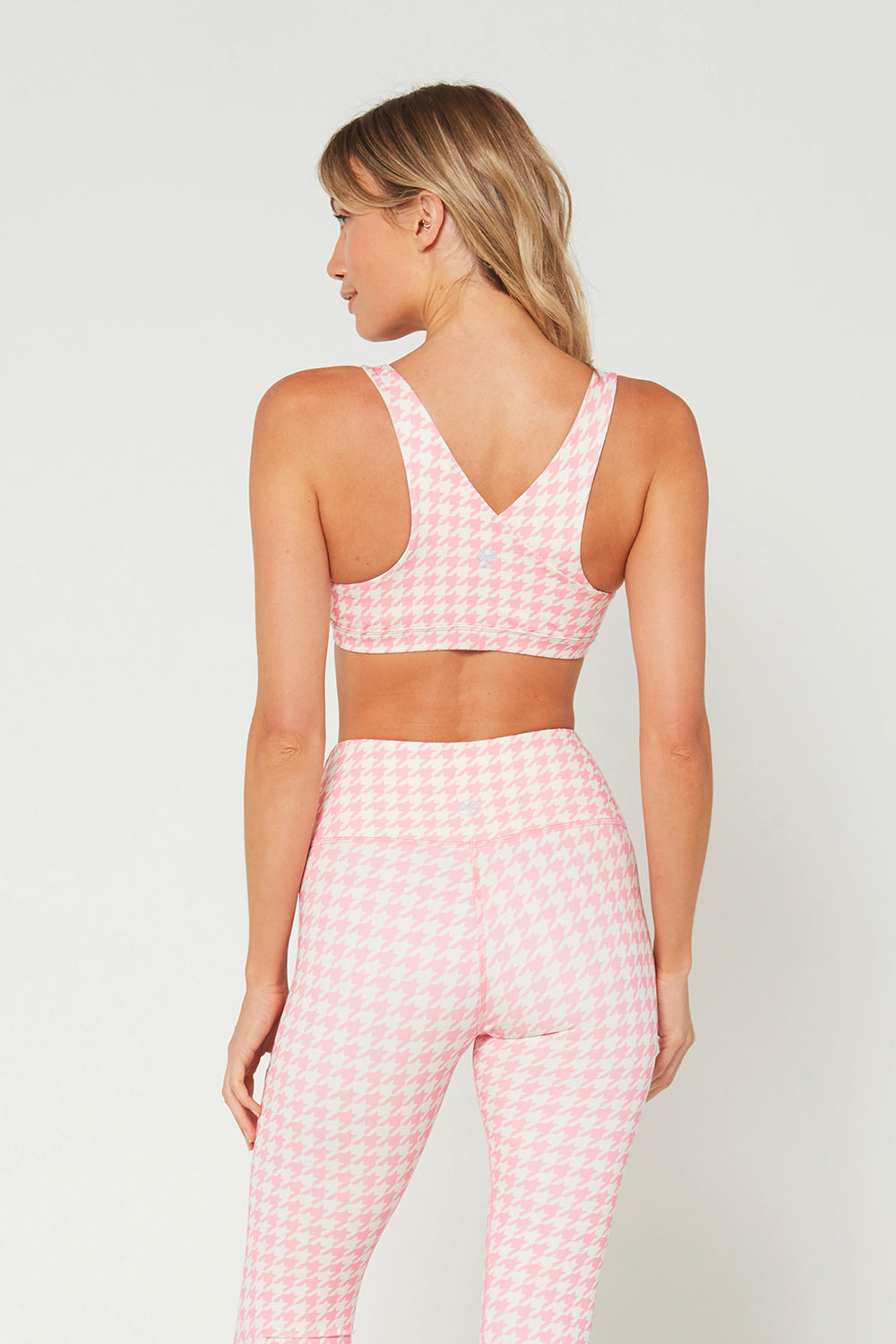 Pink Houndstooth Zip Bra Made in USA