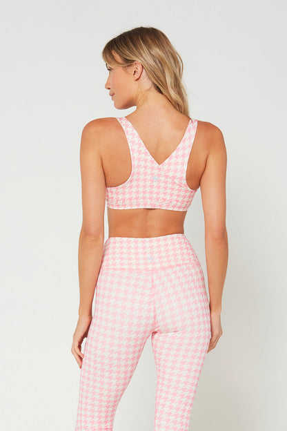 Pink Houndstooth Zip Bra Made in USA