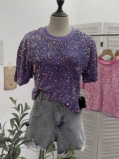 Sequin Short Sleeve T-Shirt