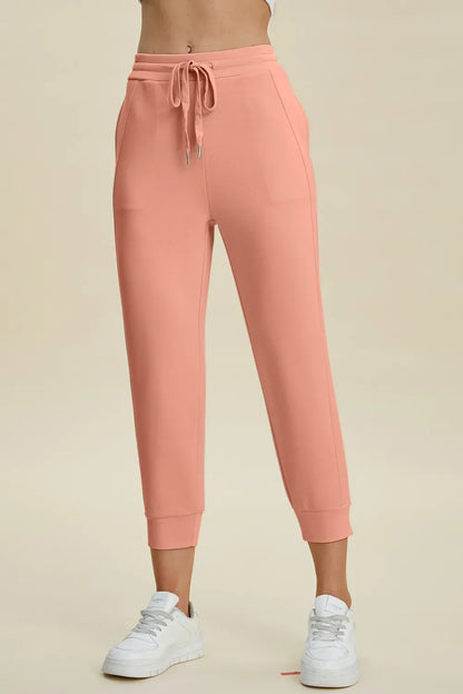 Basic Bae Full Size Air Scuba Drawstring High Waist Cropped Pants