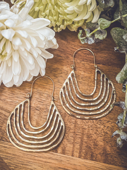 Beautiful Geometric Gold Drop Earrings