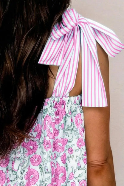 Floral Print Tie-Shoulder Mini Dress