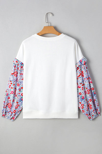 Isabel Floral Ruffled Balloon Sleeve Loose Blouse