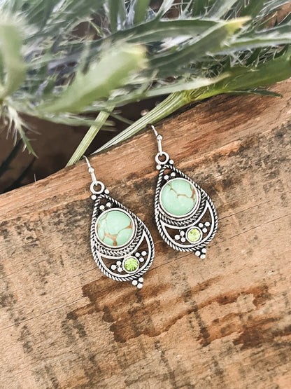 Beautiful Green and Silver Drop Earrings
