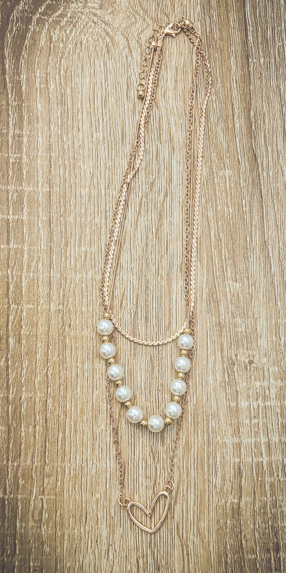 Beautiful Gold and Pearl Heart Necklace