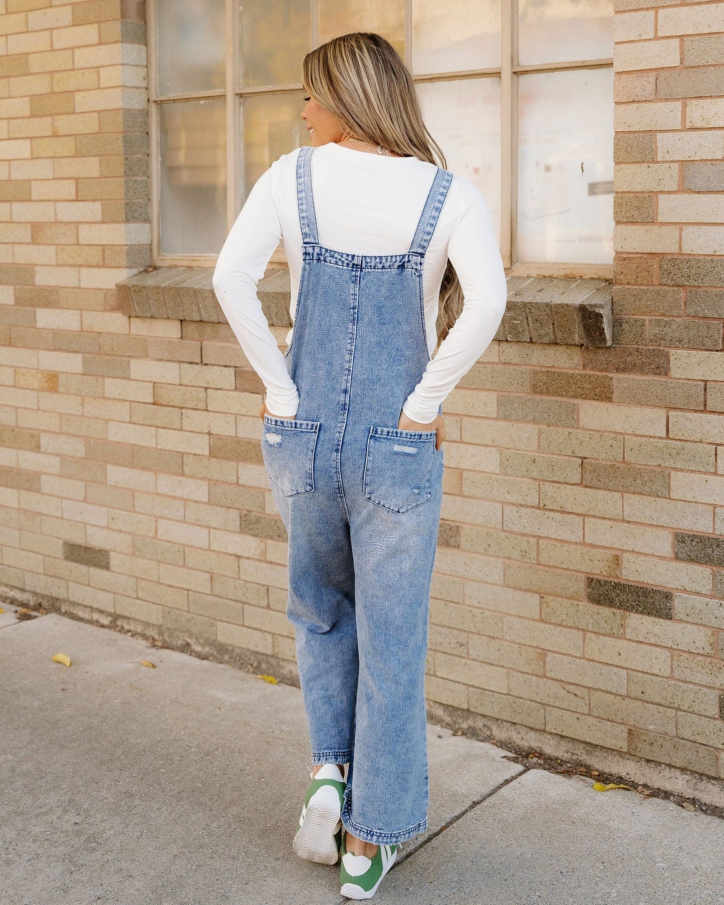 Distressed Overalls - Blue Wash