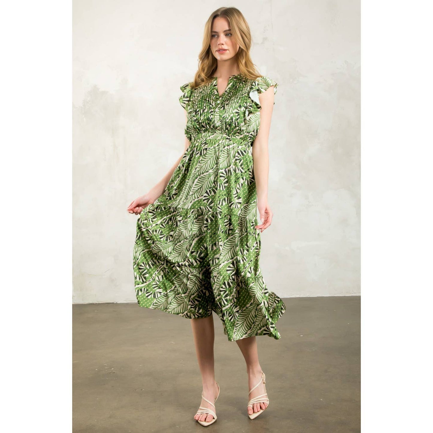 Gwen - Flutter Sleeve Print Tiered Dress