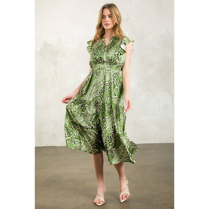 Gwen - Flutter Sleeve Print Tiered Dress