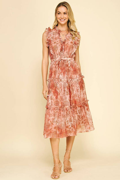 Janette- Floral Tiered Midi Dress