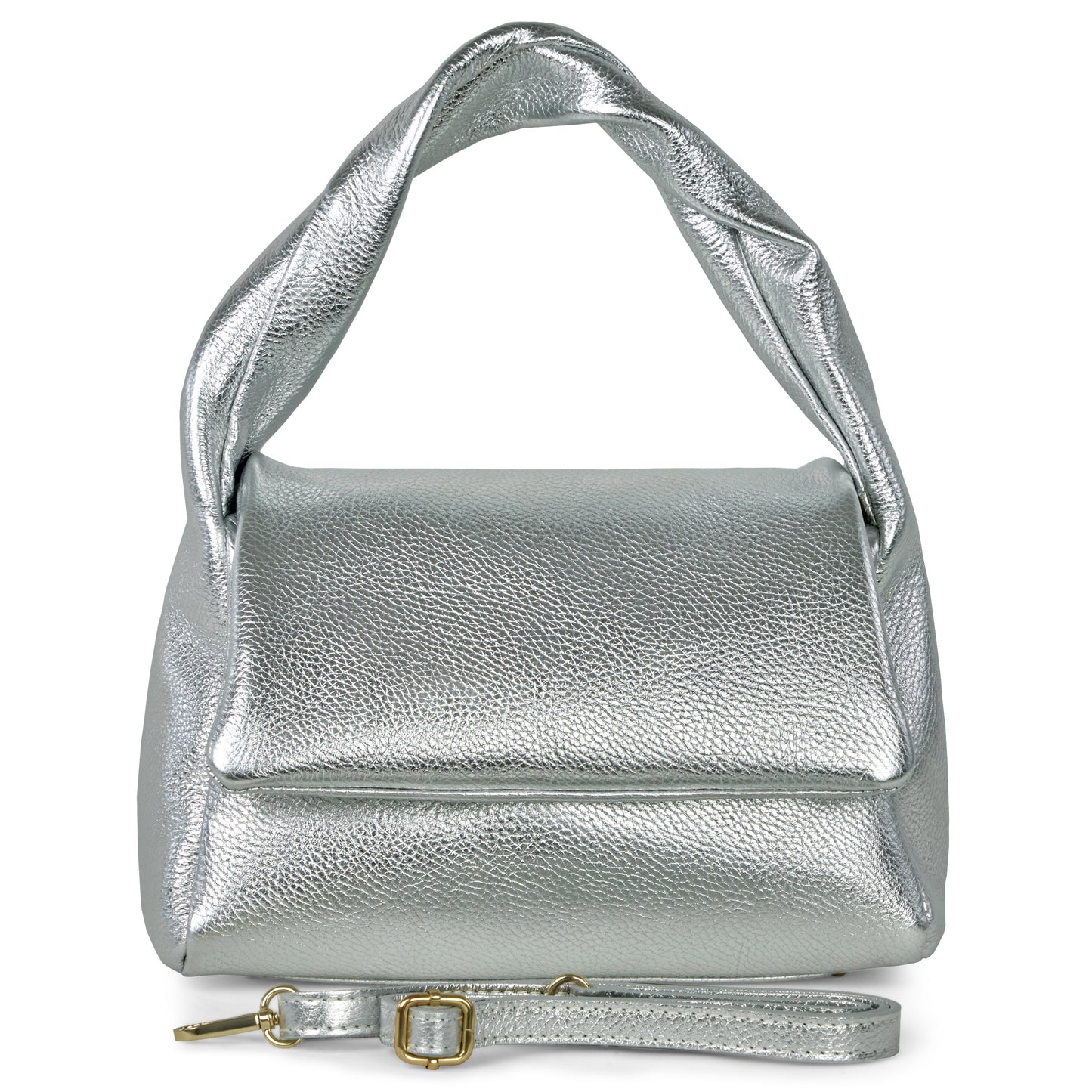 Italian Genuine Metallic Calf Leather Top-Handle Bag 262495