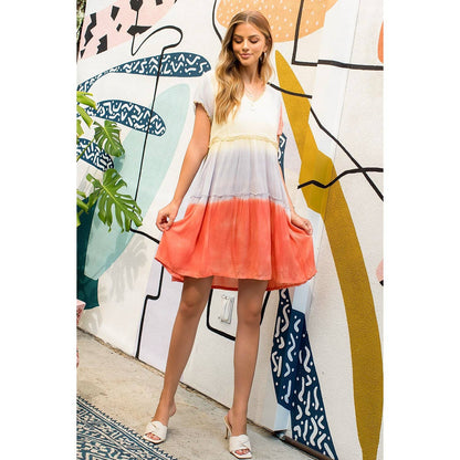 Stella -Tie Dye Tiered Flutter Dress