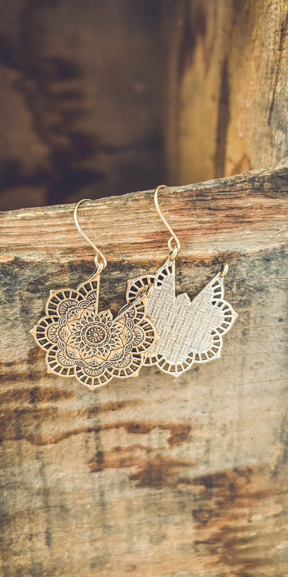 Beautiful Gold or Silver Mandala Earrings