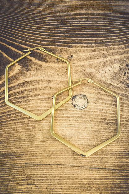 Beautiful Geometric Gold or Silver Hoop Earrings