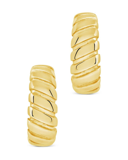 Ribbed Textured Huggie Hoop Earrings