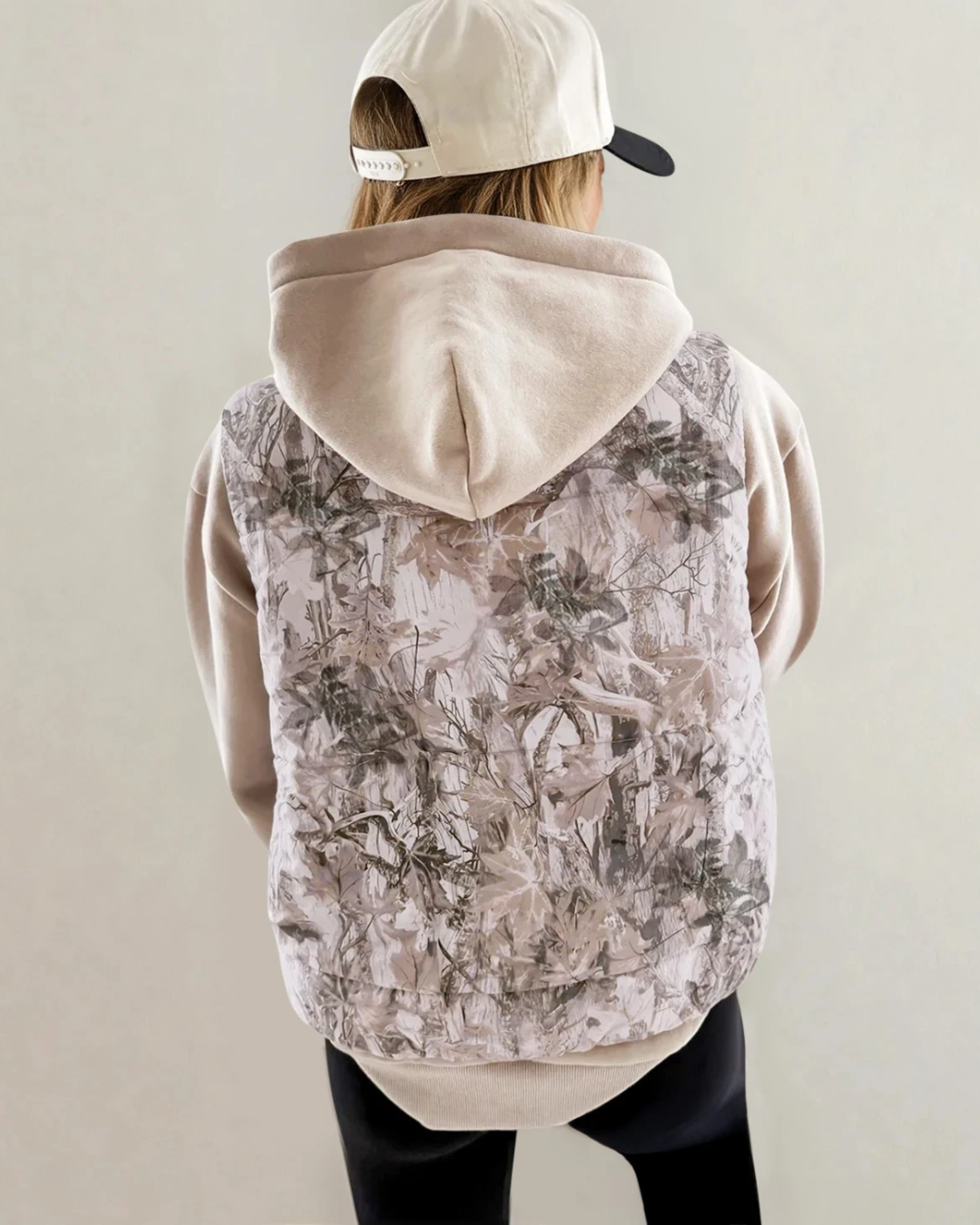 Tessa Camo Leaf Print Winter Puffer Vest - Camo
