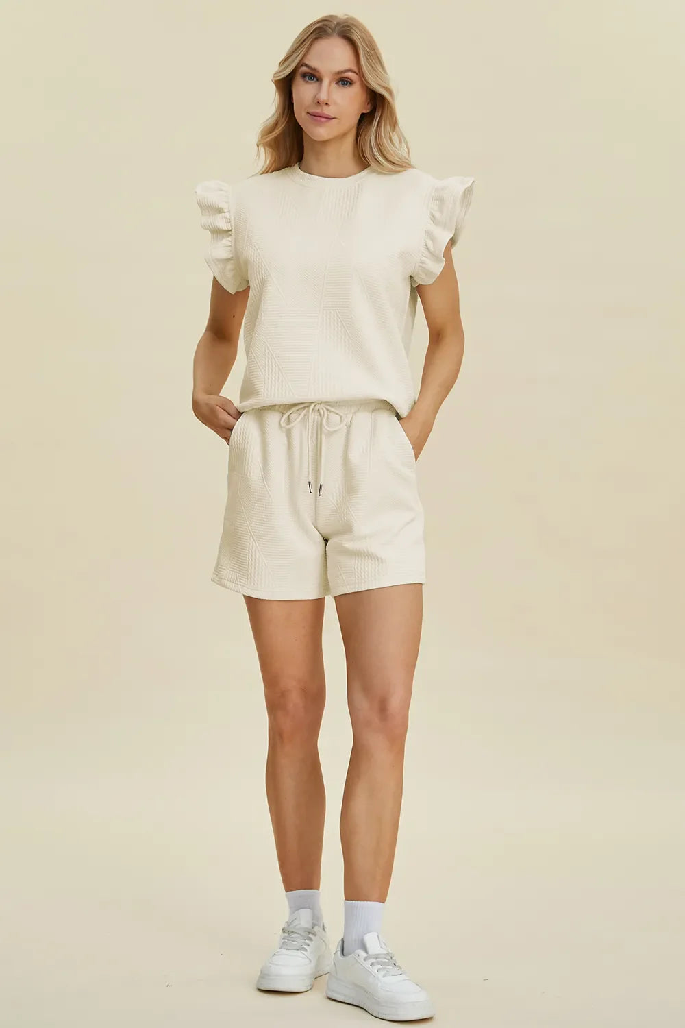 Ruffle Sleeve Top and Shorts Set