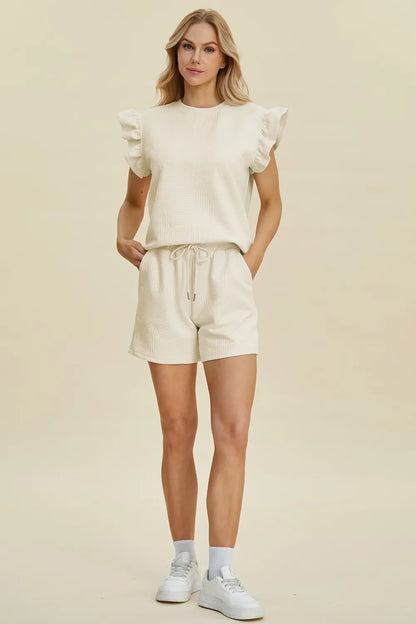 Ruffle Sleeve Top and Shorts Set