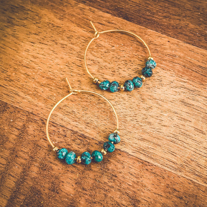 Beautiful Turquoise Stone Hoop Earrings