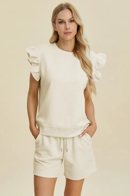 Ruffle Sleeve Top and Shorts Set