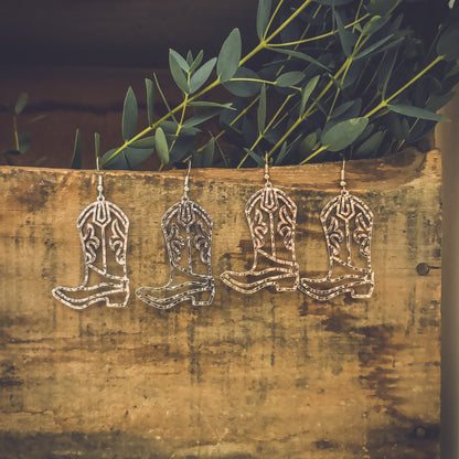 Beautiful Cowboy Boot Earrings - Gold or Silver