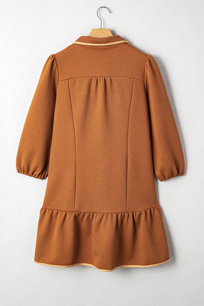 Danielle Zip Collar Textured Mini Dress