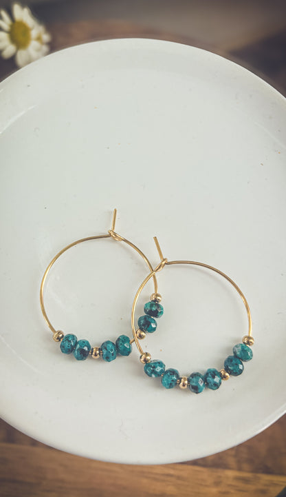 Beautiful Turquoise Stone Hoop Earrings