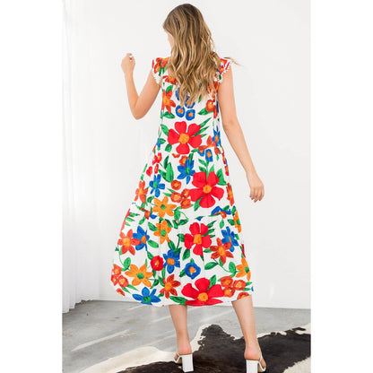 Marlow-Floral Print Tiered Midi Dress