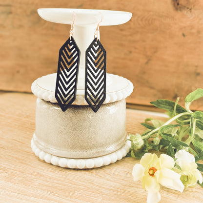 Beautiful Black Wooden Laser Cut Earrings