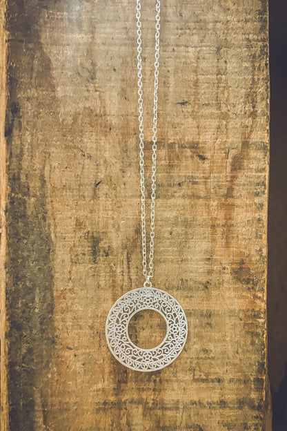 Beautiful Boho Silver Pendant Necklace