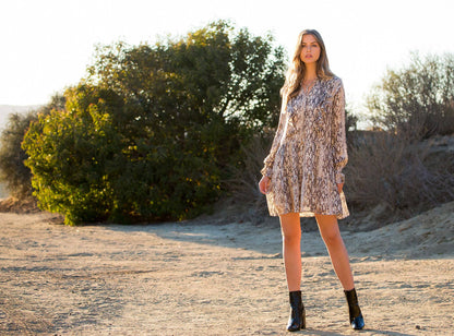 Vera-Snake Print Ruffle Dress