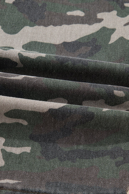 Peyton Camo Multi Pocket Cargo Wide Leg Jeans