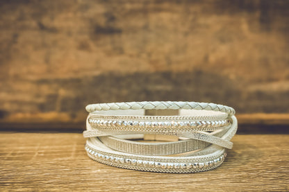 Beautiful White Leather Cuff Bracelet