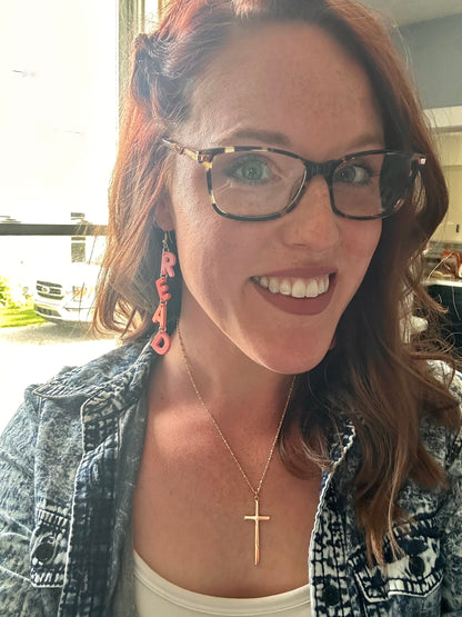 Adorable Pink R-E-A-D Earrings