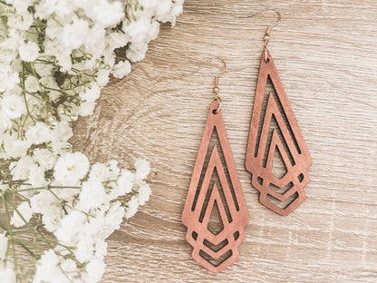 Beautiful Boho Wooden Drop Earrings