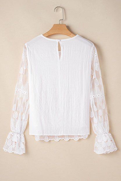 Tassa Mesh Flounce Sleeve Blouse