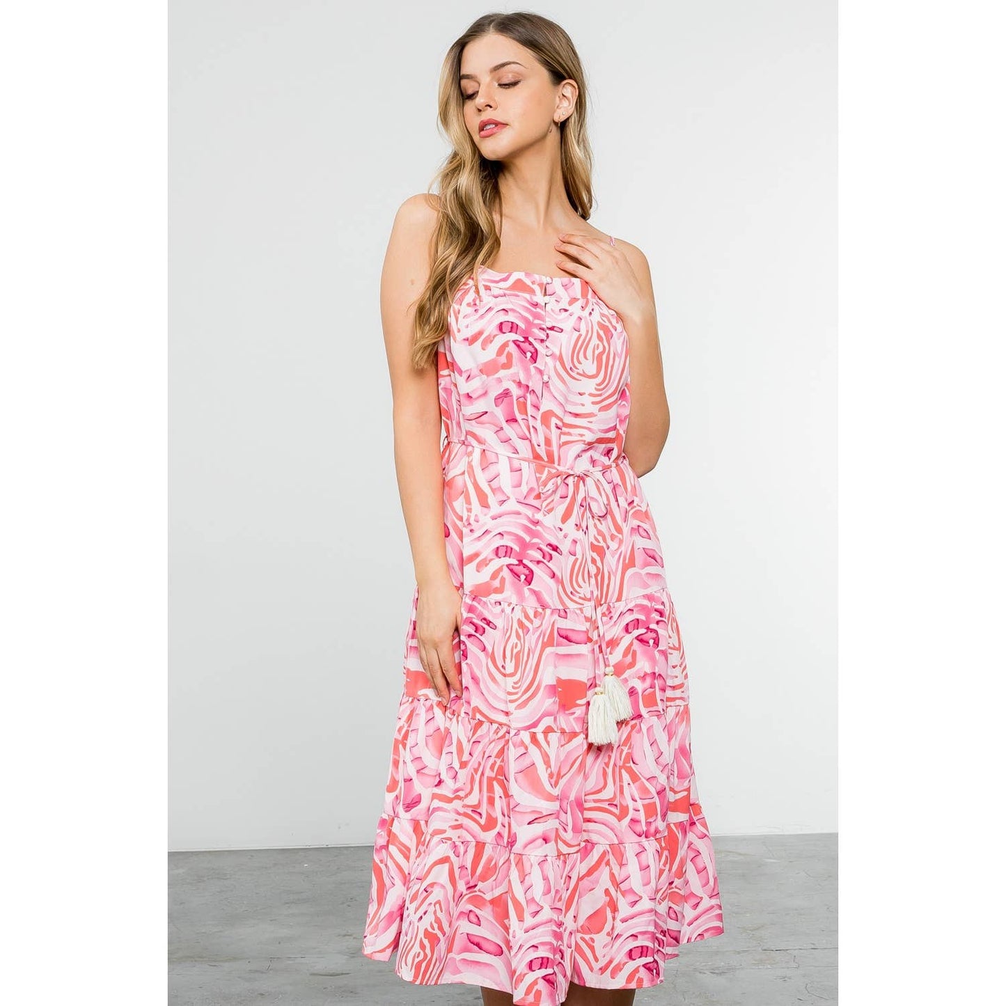 IAH- Abstract Print Tiered Dress
