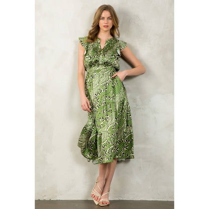 Gwen - Flutter Sleeve Print Tiered Dress