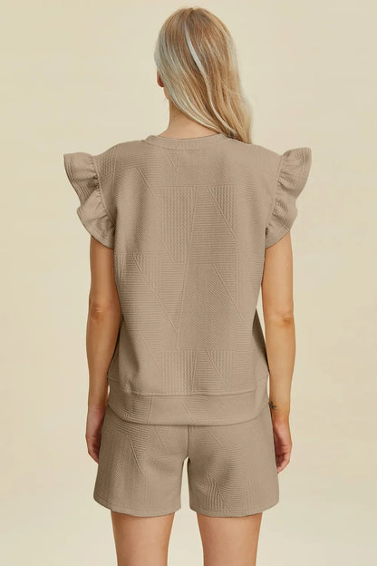 Ruffle Sleeve Top and Shorts Set
