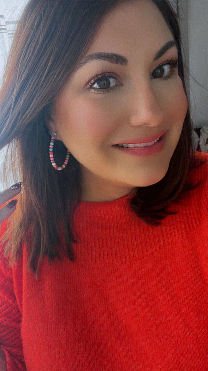 Beautiful Colorful Beaded Hoop Earrings