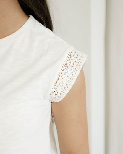 Maisy Lace Cap Sleeve Round Neck Top