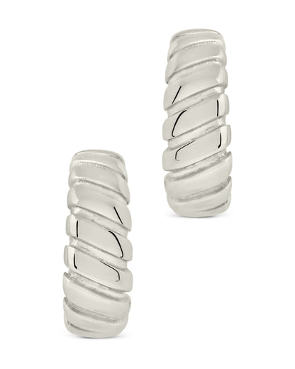 Ribbed Textured Huggie Hoop Earrings