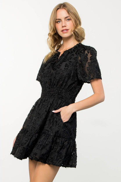 Rosalie - Fringe Detail Flutter Mini Dress