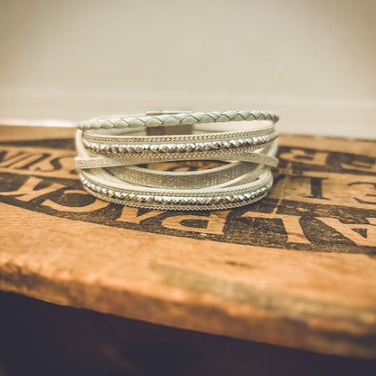 Beautiful White Leather Cuff Bracelet